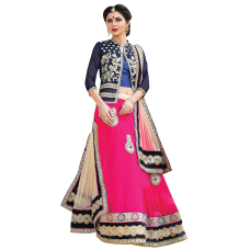 Triveni Mesmerizing Magenta Colored Embroidered Faux Georgette Lehenga Choli